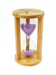 Песочные часы "Круг" стекло + бамбук 60 минут Сиреневый песок, K89290199O1137476297 - фото товара