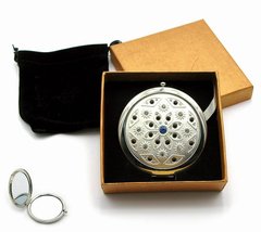 Дзеркальце косметичне з камінням "Срібло" (в коробці + чохол), K318530 - фото товару