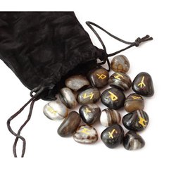 Набір РУН для ворожіння з натуральних каменів у мішечку Rune-002 Чорний Онікс, K89170202O1807717085 - фото товару