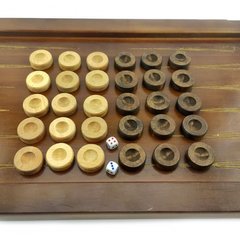 Фишки для нард(д-28мм,выс-10мм) деревянные,кубики в комплекте,цвет натуральное дерево и коричневые., K335012A - фото товара