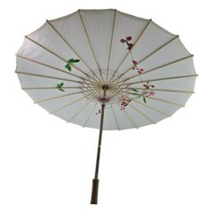 Зонтик из бамбука и шелка белый ( 55х 82 см), K335149A - фото товара