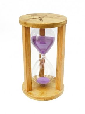 Песочные часы "Круг" стекло + бамбук 60 минут Сиреневый песок, K89290199O1137476297 - фото товару