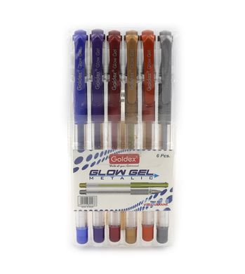 Набір гелевих ручок Goldex Glow Gel Metalic #894 Індія 1,0 мм 6кол, K2730531OO894-6 - фото товару