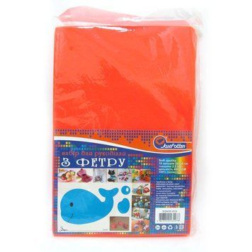 Фетр SOFT 400GSM 2,2мм "Яскраво-помаранчевий" 10PC/OPP A4, K2734001OO400SQ033 - фото товару