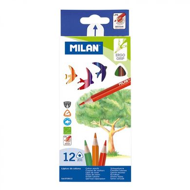 Набір кольорових олівців трикутний ТМ "MILAN" 12шт., K2739527OO0728312 - фото товару