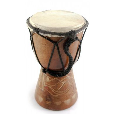 Барабан різьблений дерево з шкірою (15х9,5х9,5 см), K330248 - фото товару