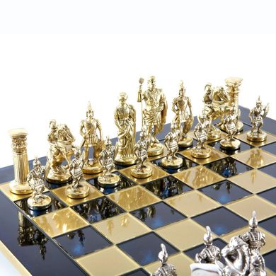 S10BLU шахматы "Manopoulos", "Лучники", латунь, в деревянном футляре, синие, фигуры золото/серебро, 44х44см, 8 кг, S10BLU - фото товара