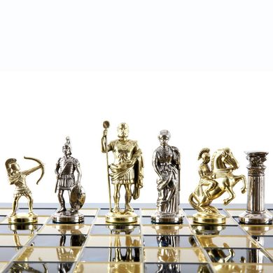 S10BLU шахи "Manopoulos", "Лучники", латунь, у дерев'яному футлярі, сині, 44х44см, 8 кг, S10BLU - фото товару
