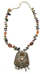 Ожерелье с каменьями агата и кулоном "Трапеция", K329279B - фото товара