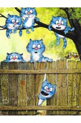 Раскраска по номерам 30*40см "Кошки на заборе" OPP (холст на раме краски+кисти), K2748515OO1093EKTL_O - фото товару