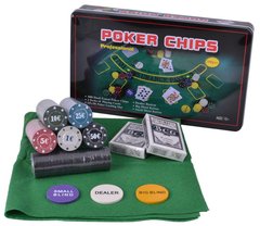 Набор для покера 300 фишек с номиналом в металлической коробке №300T, 300T - фото товара