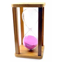 Часы песочные бамбуковые 60 мин розовый песок (19х10х10 см), K332929C - фото товара