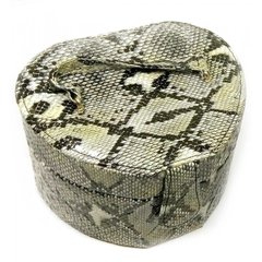 Шкатулка для прикрас зміїна шкіра "Серце" чорно-сіра (13х15х10 см), K325207A - фото товару