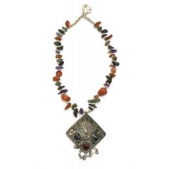 Ожерелье с каменьями агата и кулоном "Ромб", K329279C - фото товара