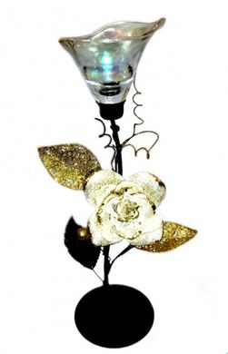 Подсвечник на 1 свечу с белой тряпичной розой, K89060104O1137472057 - фото товара