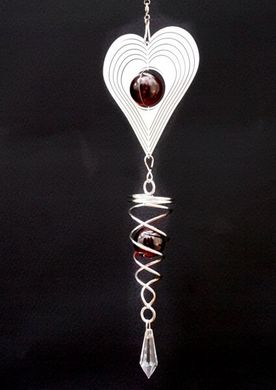 3D Мобиль Сердце + стеклянный шар белый металл, K89250113O1252434594 - фото товара