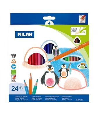 Набор цветных карандашей треугольный ТМ "MILAN" 24шт., D2,9mm, K2738638OO0722324 - фото товара