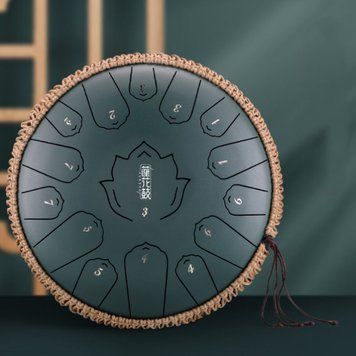 Глюкофон "Happy Drum" 15 нот Матовый Зелёный Карбоновая сталь 30*14*14см., K89090046O1995691752 - фото товара