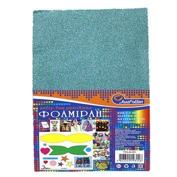 Фоамиран EVA 1.7&plusmn;0.1MM "Темно-бирюзовый" GLITTER HQ A4 (21X29.7CM), K2741447OO17GLA4-031 - фото товара