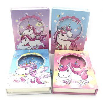 Блокнот у коробці на замочку "Unicorn" 70G, P45, mix3, 1 шт./етик, K2753735OO0145B-YH32 - фото товару