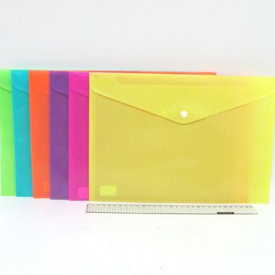 Папка-конверт з кнопкою "Neon" 18S A4, mix, 12шт/етик., K2736765OO1457DSCN - фото товару