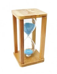 Песочные часы "Квадрат" стекло + бамбук 60 минут Голубой песок, K89290200O1137476298 - фото товара
