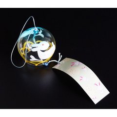 Японский стеклянный колокольчик Фурин 8*8*7см. Высота 40см. Два снежных зайца, K89190198O1716567348 - фото товара