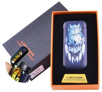 Електроімпульсна запальничка в подарунковій коробці Wolf №HL-116-4, №HL-116-4 - фото товару