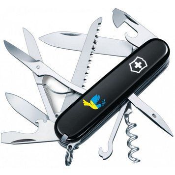 Ніж "Victorinox" Huntsman Ukraine 91мм/15функ/чорн /Голуб світу син-жовт., 1.3713.3_T1036u - фото товару
