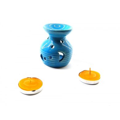 Аромалампа керамическая ,подарочный набор синяя (12,5х8х7,5 см), K332302E - фото товара