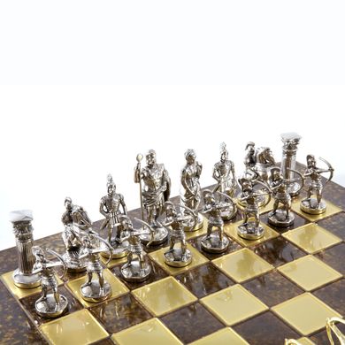S10BRO шахматы "Manopoulos", "Лучники", латунь, в деревянном футляре, коричневые, фигуры золото\серебро, 44х44см, 8 кг, S10BRO - фото товара