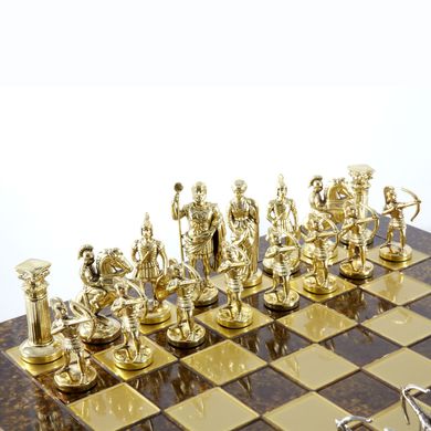S10BRO шахи "Manopoulos", "Лучники", латунь, у дерев'яному футлярі, коричневі, 44х44см, 8 кг, S10BRO - фото товару