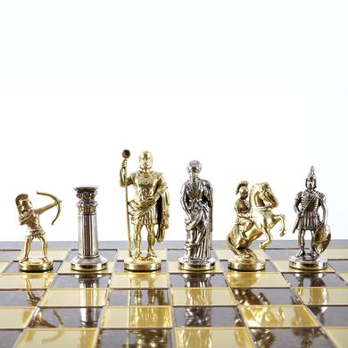 S10BRO шахматы "Manopoulos", "Лучники", латунь, в деревянном футляре, коричневые, фигуры золото\серебро, 44х44см, 8 кг, S10BRO - фото товара
