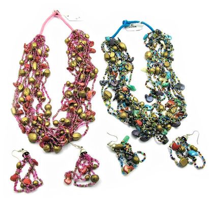 Ожерелье из бисера и ракушек + серьги, K318357 - фото товара