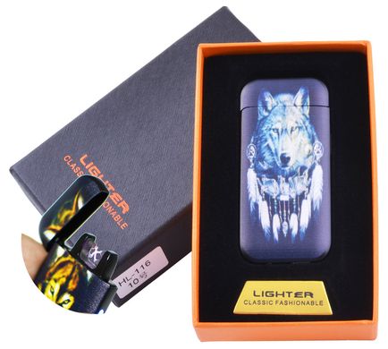 Електроімпульсна запальничка в подарунковій коробці Wolf №HL-116-4, №HL-116-4 - фото товару