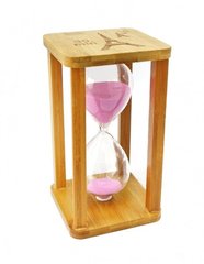 Песочные часы "Квадрат" стекло + бамбук 60 минут Розовый песок, K89290200O1137476299 - фото товара