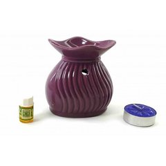 Аромалампа керамическая фиолетовая подарочный набор (15х11х6 см), K332780A - фото товару