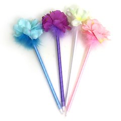 Ручка шариковая син с пухом"Цветы" mix, K2742011OO1721 - фото товара