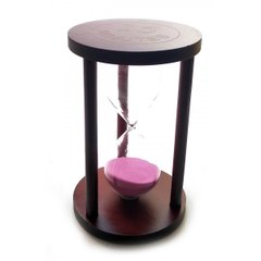Годинник пісковий 15 хв рожевий пісок (14,5х9х9 см), K332213A - фото товару