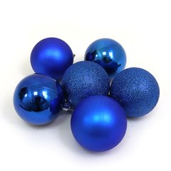 Набір ялинкових кульок "BLUE" 6см, OPP, 6шт, 1шт/етик., K2742375OO0570B-6 - фото товару