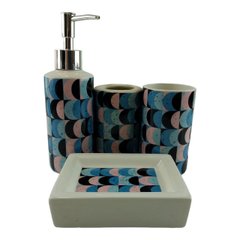 Набір для ванної керамічний "Рожево блакитний візерунок", K335084A - фото товару