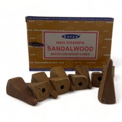 Sandalwood Backflow Cones (Сандал)(Satya) 10 конусів в упаковці, K335033 - фото товару