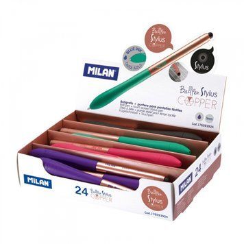 Ручка кулькова зі стилусом "Stylus Copper" ТМ "MILAN" 1мм, син., Дисп 24 шт, mix, K2741107OO176593924 - фото товару