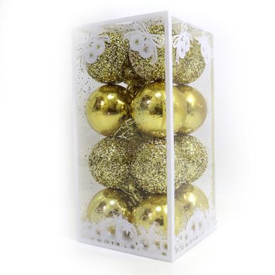 Набор шаров "Праздничные gold" 6см, 16шт. PVC, K2737803OO7335-6NY - фото товара