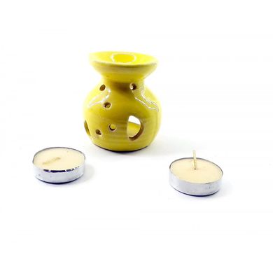 Аромалампа керамическая ,подарочный набор желтая (12,5х8х7,5 см), K332302A - фото товара