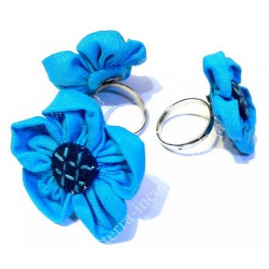 Кольцо тряпичное "Цветок" Голубое, K89080443O1441070387 - фото товара