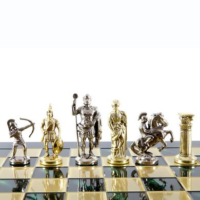 S10GRE шахматы "Manopoulos", "Лучники", латунь, в деревянном футляре, зеленые,фигуры золото/серебро 44х44см, 8 кг, S10GRE - фото товара