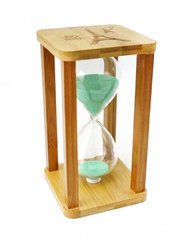 Пісочний годинник "Квадрат" скло + бамбук 60 хвилин Салатовий пісок, K89290200O1137476300 - фото товару