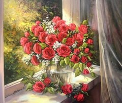 Розмальовка по номерах 40 * 50см "Букет троянд" OPP (полотно на рамі фарби. Кисті.), K2748144OO5887Y_O - фото товару