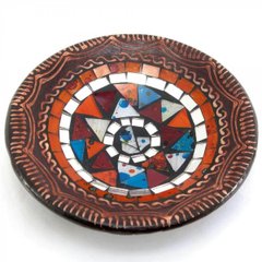 Блюдо теракотове з мозаїкою (d-14,5 см h-4,5 см)A, K329685A - фото товару